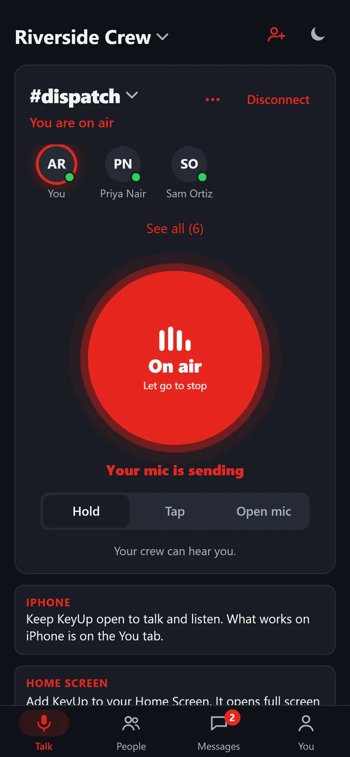 KeyUp on an iPhone while talking