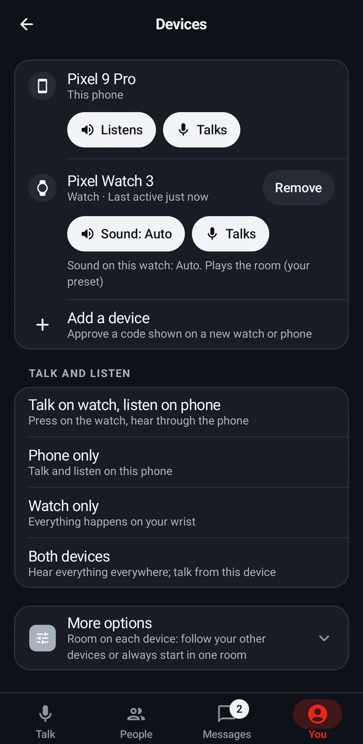You › Devices in KeyUp with the Talk and listen presets
